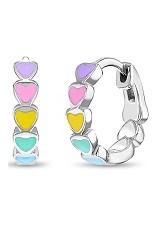 felicitous silver tiny enamel heart huggie baby earrings